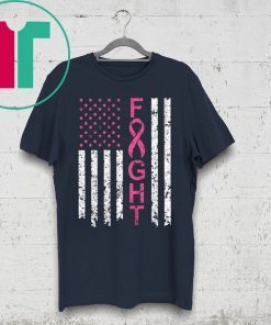 Breast Cancer Awareness American Flag Distressed Shirts