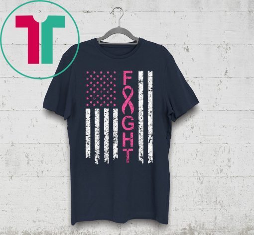 Breast Cancer Awareness American Flag Distressed Shirts