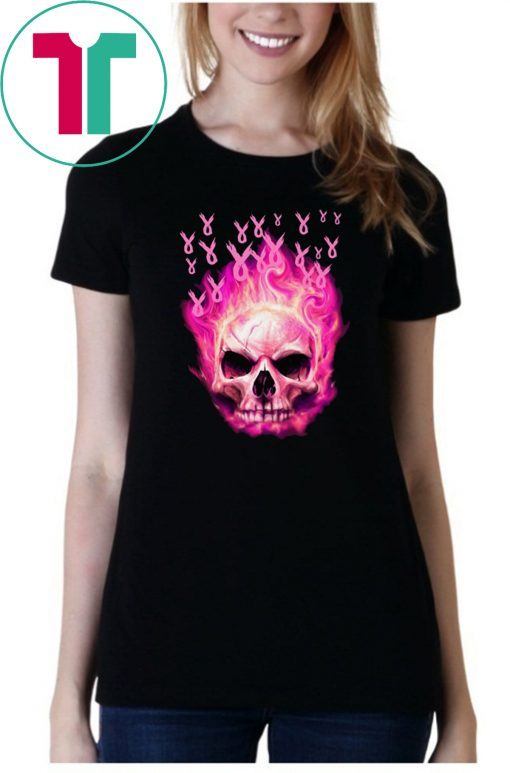 Breast cancer awareness fire skull Shirt