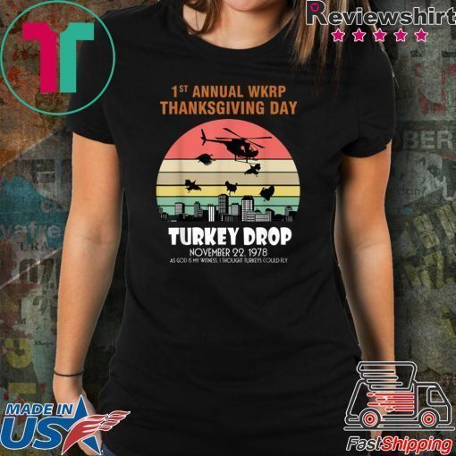 Funny Turkey TeeThanksgiving Wkrp-Turkey-Drop T-Shirt