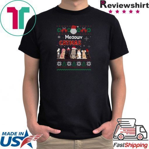 Meaowv Catmas Cat Ugly Christmas T-Shirt