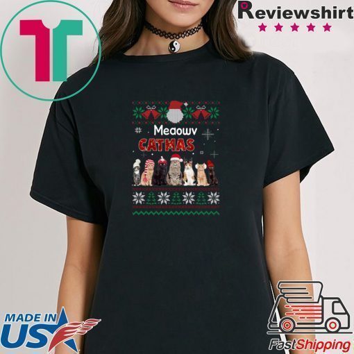 Meaowv Catmas Cat Ugly Christmas T-Shirt
