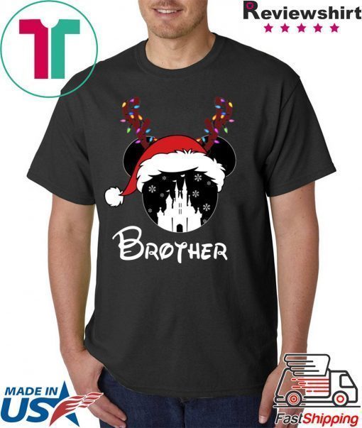 Reindeer Mickey Brother Disney Castle Family Christmas Shirt