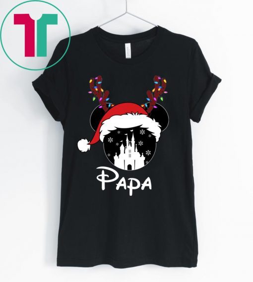 Reindeer Mickey Papa Disney Castle Family Christmas T-Shirt