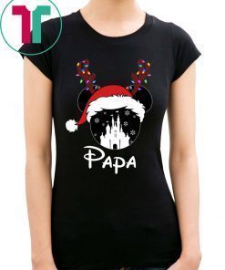 Reindeer Mickey Papa Disney Castle Family Christmas T-Shirt