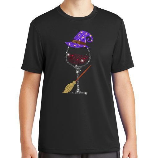 Witch wine glitter halloween Shirt