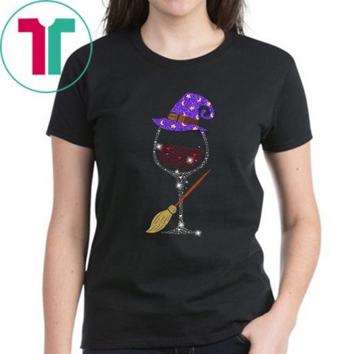 Witch wine glitter halloween Shirt