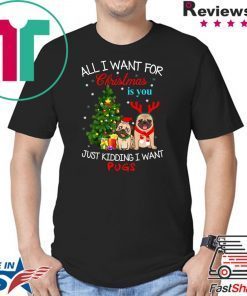 All I Want For Christmas Is You Just Kidding I Want Pugs T-Shirt
