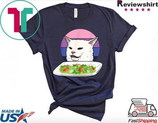 Angry women yelling at confused cat at dinner table meme 2020 Tee Shirt