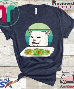 Angry women yelling at confused cat at dinner table meme Classic Shirt