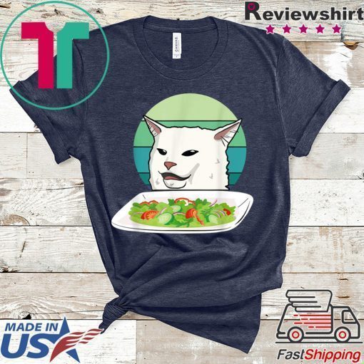 Angry women yelling at confused cat at dinner table meme Classic Shirt