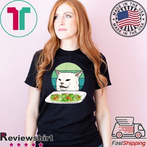 Angry women yelling at confused cat at dinner table meme Classic Shirt