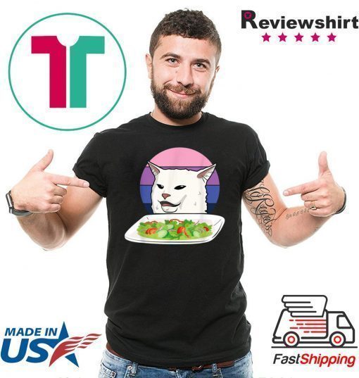 Angry women yelling at confused cat at dinner table meme 2020 Tee Shirt