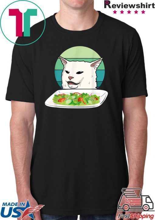 Angry women yelling at confused cat at dinner table meme Classic Shirt