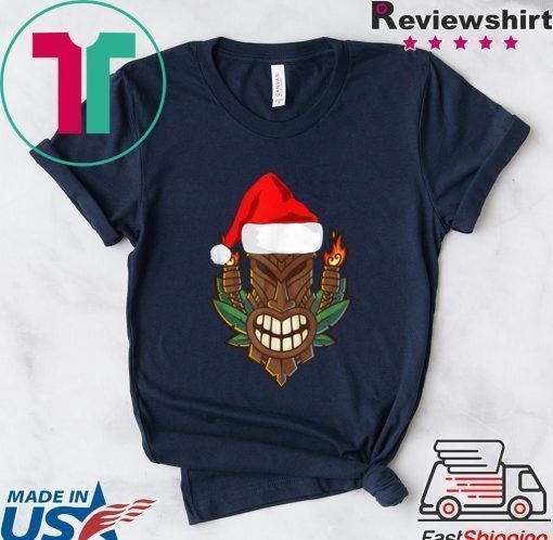 Awesome Tiki with Santa Hat Christmas Hawaii Shirt