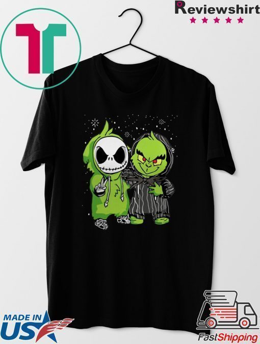 Baby Jack Skellington And Grinch Snow Christmas Shirt