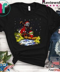 Baby Yoda Star Wars Walking Under The Snow Christmas Tee Shirts