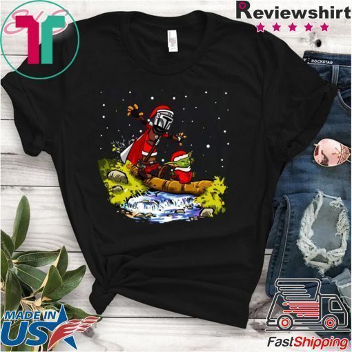 Baby Yoda Star Wars Walking Under The Snow Christmas Tee Shirts