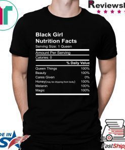 Black Girl Nutritional Facts White Shirt