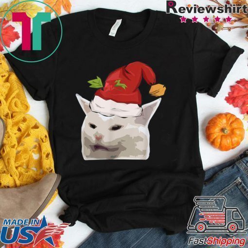 Confused Cat Meme Dank Table I Funny XMAS T-Shirt