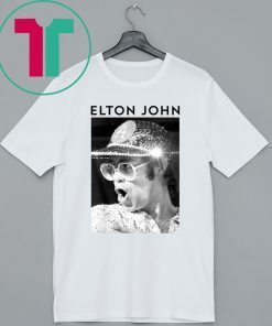 Elton John Official Black & White Photo Sequin Cap T-Shirt