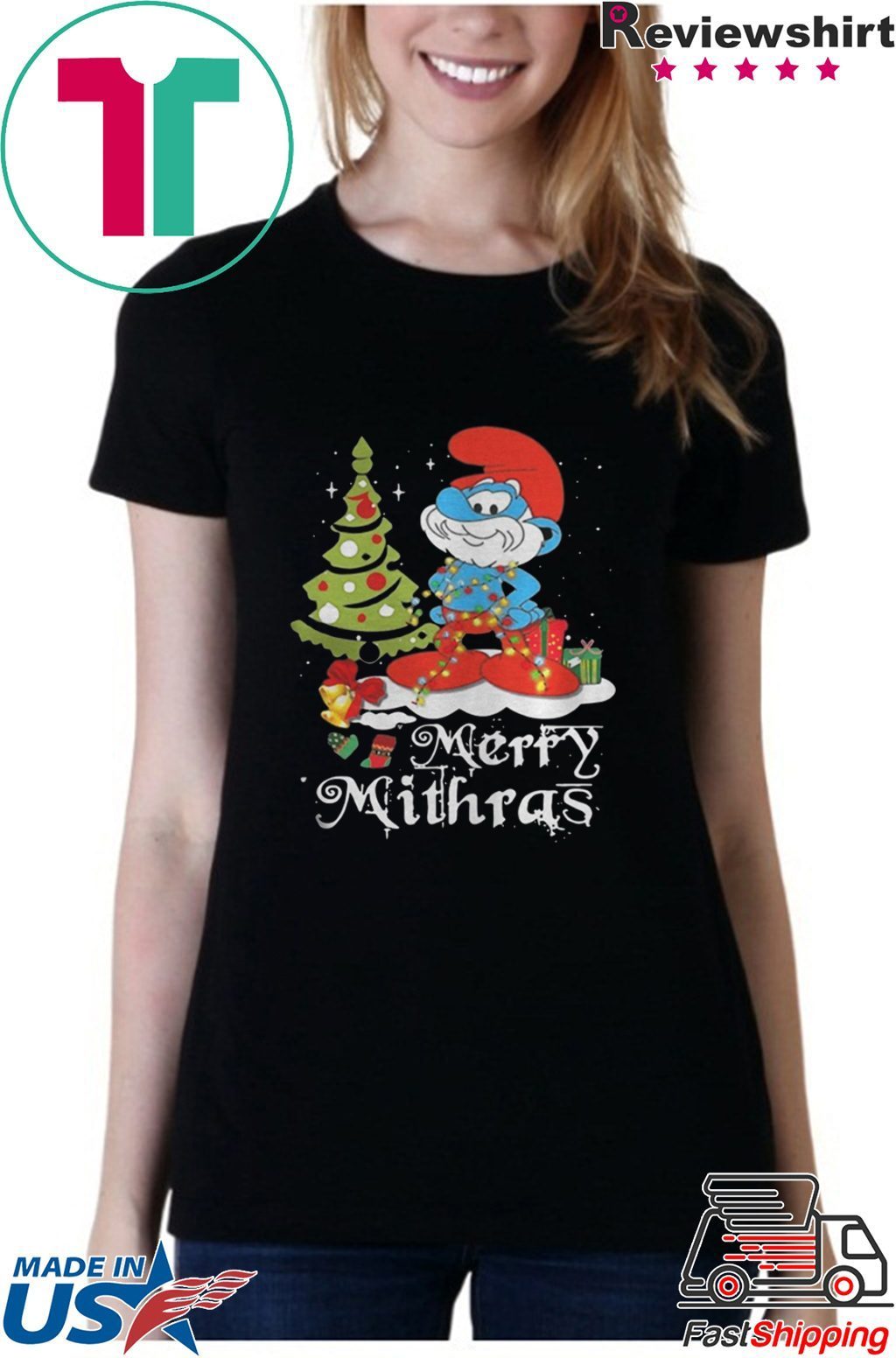 LES SCHTROUMPFS MERRY MITHRAS CHRISTMAS TREE SHIRT