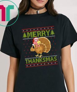 Merry Thanksmas Ugly Xmas Thanksgiving Turkey Shirt