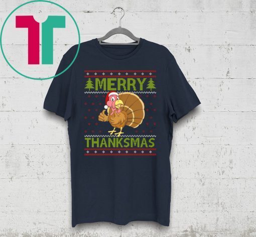 Merry Thanksmas Ugly Xmas Thanksgiving Turkey Shirt