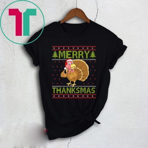 Merry Thanksmas Ugly Xmas Thanksgiving Turkey Shirt