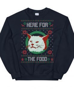 Smudge the cat Christmas sweater, Here for the food sweater, Unisex Sweatshirt