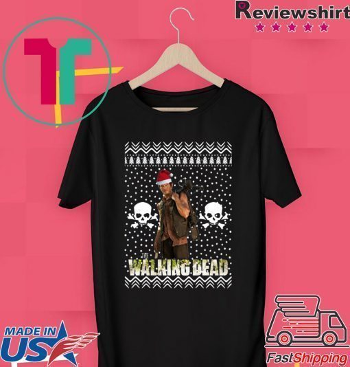 The Walking Dead Daryl Dixon Santa Hat Ugly Christmas Shirt