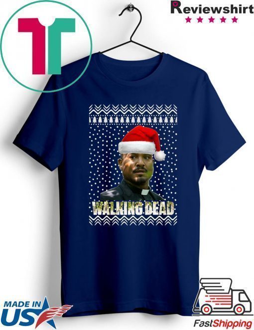 The Walking Dead Father Gabriel Stokes Santa Hat Christmas Shirt