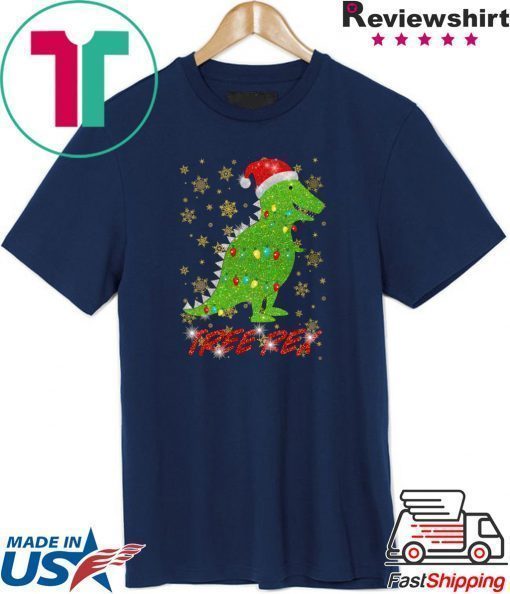 Tree Rex Sparkling Light Santa Hat Christmas T-Shirts