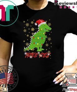 Tree Rex Sparkling Light Santa Hat Christmas T-Shirts