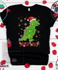 Tree Rex Sparkling Light Santa Hat Christmas T-Shirts