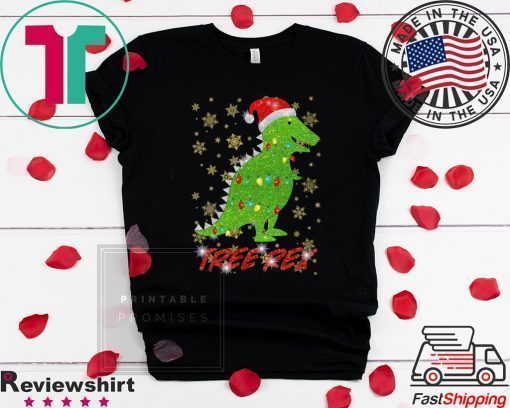 Tree Rex Sparkling Light Santa Hat Christmas T-Shirts