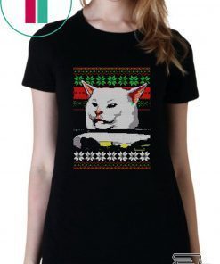 Woman yelling at a cat ugly christmas T-Shirt