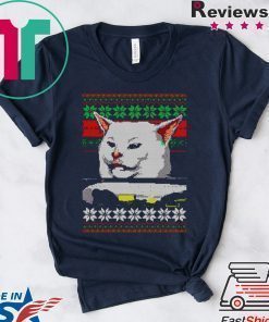 Woman yelling at a cat ugly christmas T-Shirt