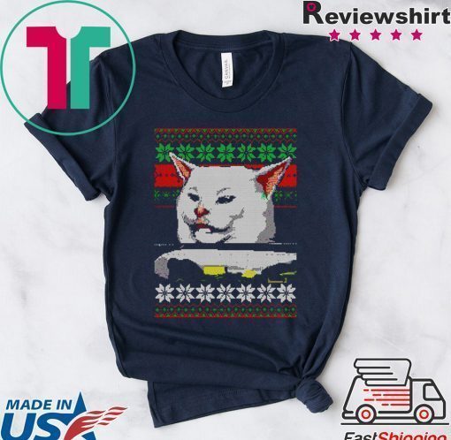 Woman yelling at a cat ugly christmas T-Shirt