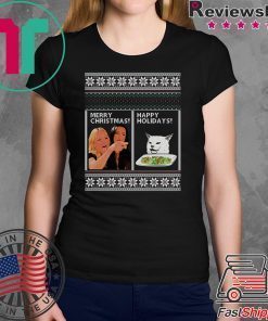 Woman yelling at cat meme merry christmas happy holidays ugly christmas shirt