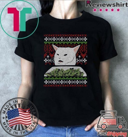 Yelling At A Cat Dinner Table Meme-Best Ugly Christmas Dress T-Shirt