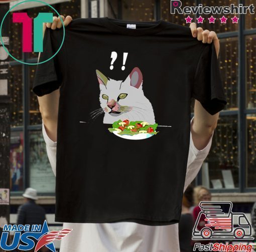 Yelling At Confused Cat At Dinner Table meme T-Shirt