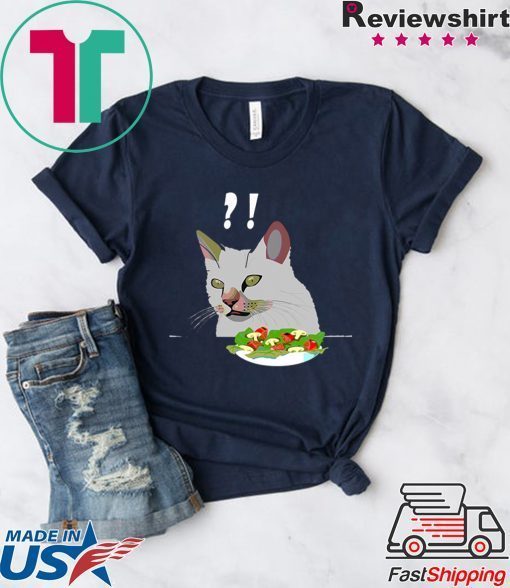 Yelling At Confused Cat At Dinner Table meme T-Shirt