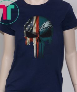 philadelphia eagles american flag punisher skull shirt