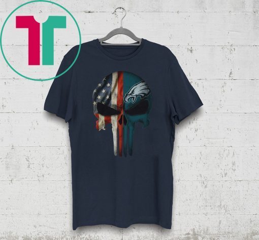 philadelphia eagles american flag punisher skull shirt