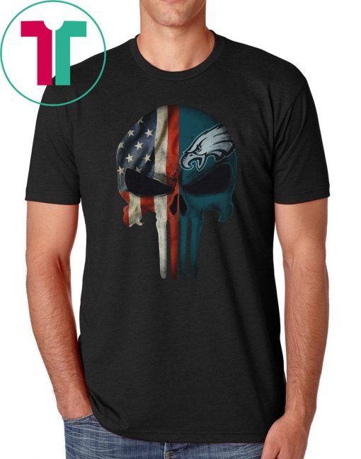 philadelphia eagles american flag punisher skull shirt