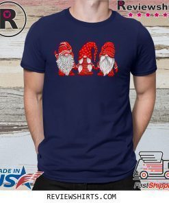 three gnomes in red costume christmas shirt
