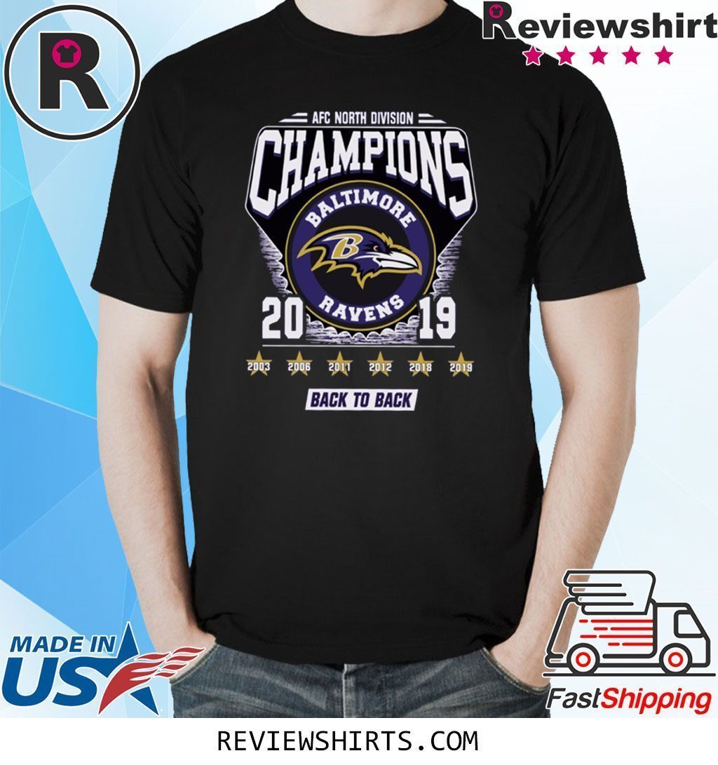 Afc North Division Champions Baltimore Ravens 2019 Back To Back Shirt ...