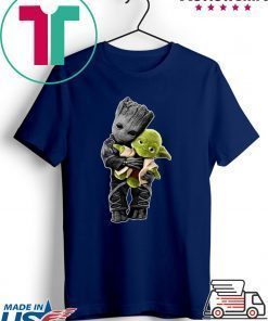 Baby Groot hugging Baby Yoda shirt