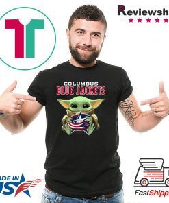 Baby Yoda Hug Columbus Blue Jackets Logo Tee Shirts